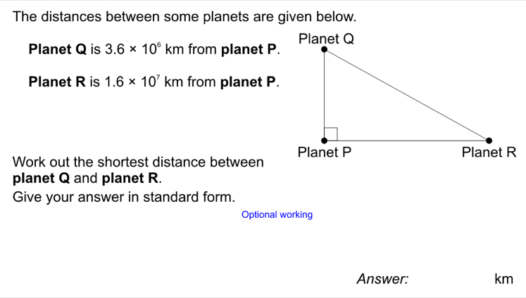 Solved: The distances between some planets are given below. Planet Q is ...