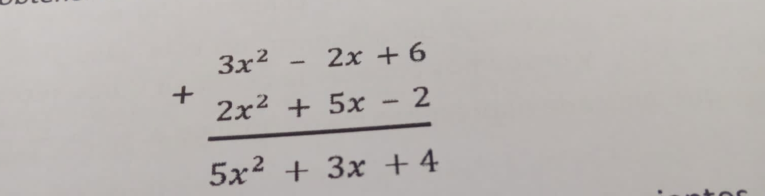 +beginarrayr 3x^2-2x+6 25x^2+3x+45x^+