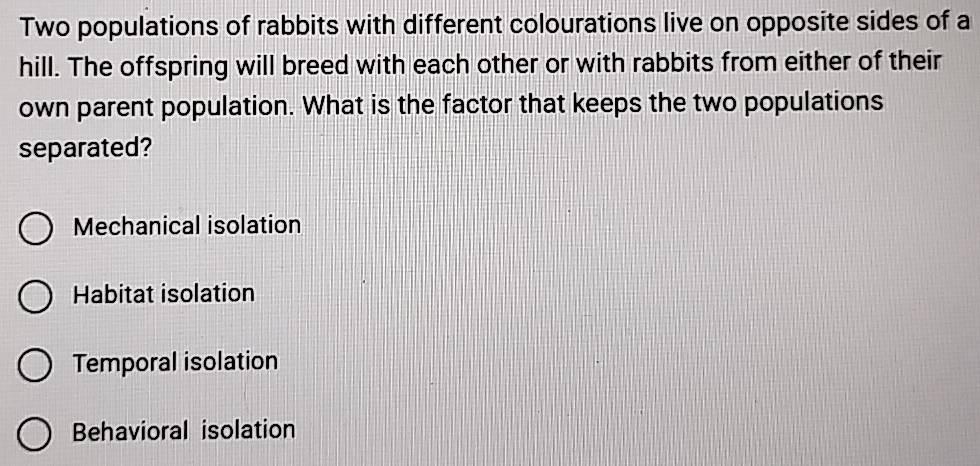 Gelöst:Two populations of rabbits with different colourations live on ...