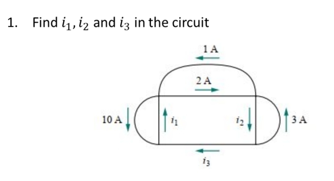 Find i_1,i_2 and i_3 in the circuit