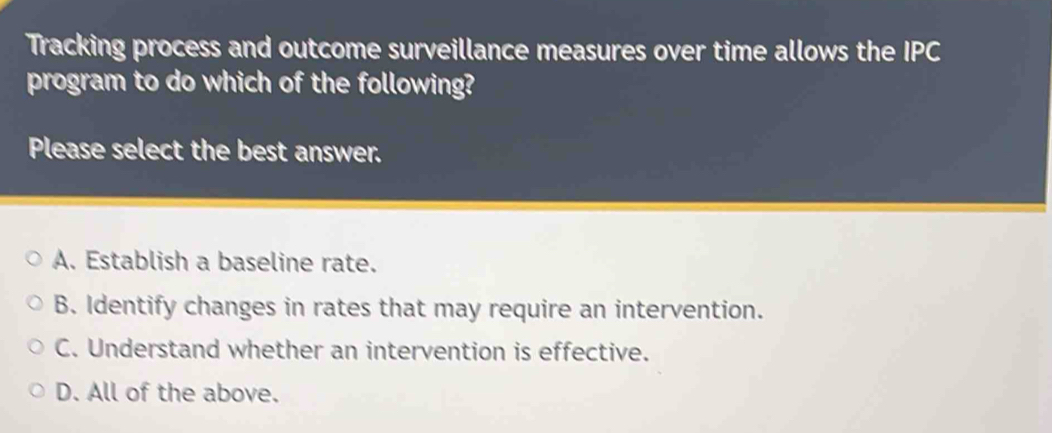 Solved: Tracking process and outcome surveillance measures over time ...