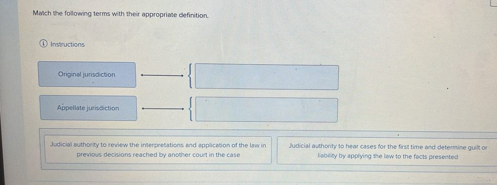 Solved: Match the following terms with their appropriate definition ...