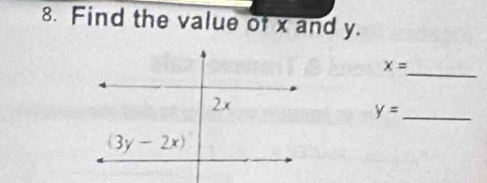 Find the value of x and y.
_
x=
_ y=