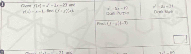 0
f(x)=x^2-21 and 2x^2-89