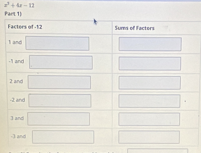 x^2+4x-12
Part 1)