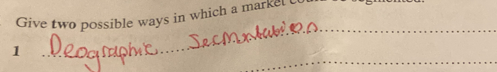 Give two possible ways in which a market c 
_ 
_ 
1