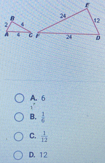 A. 6
1
B.  1/6 
C.  1/12 
D. 12