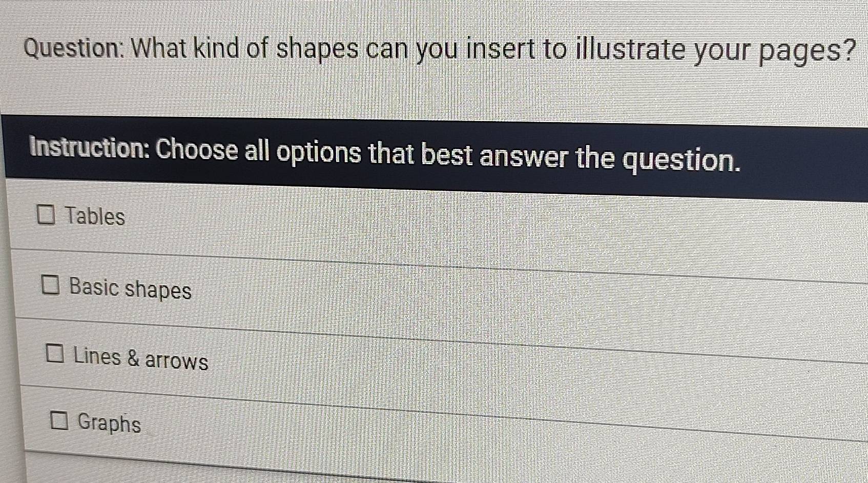Solved: What kind of shapes can you insert to illustrate your pages ...