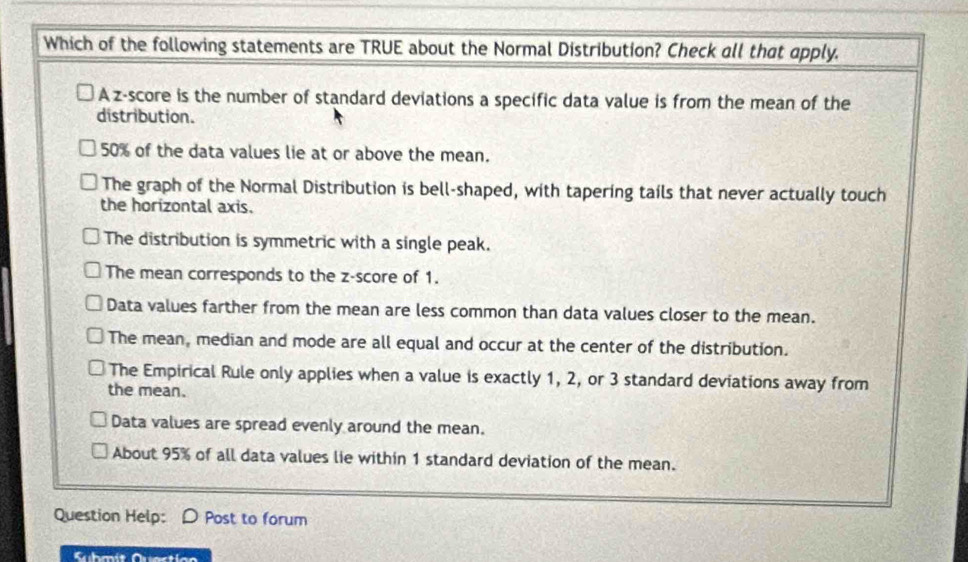 Solved: Which of the following statements are TRUE about the Normal ...