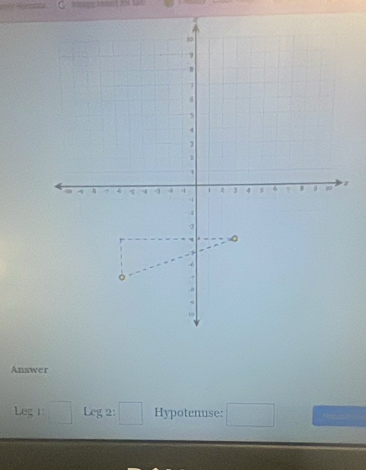 T Re y C 
Answer
Legt:□ Leg 2: □ Hypotenuse: □ Real