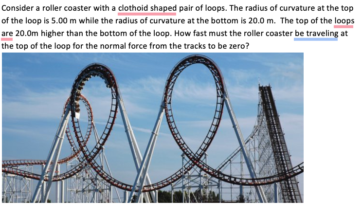 Solved: Consider a roller coaster with a clothoid shaped pair of loops ...