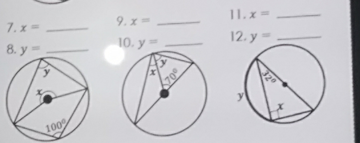 x= _
7. x= _
9. x= _
8. y= _
10. y= _
12. y= _