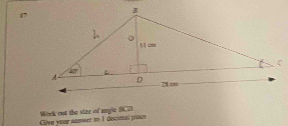 Wirk out the size of angle BCD. 
Give your answer to 1 decimal place