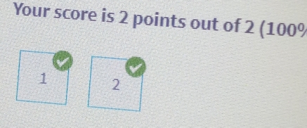 Your score is 2 points out of 2 (100%
1 2