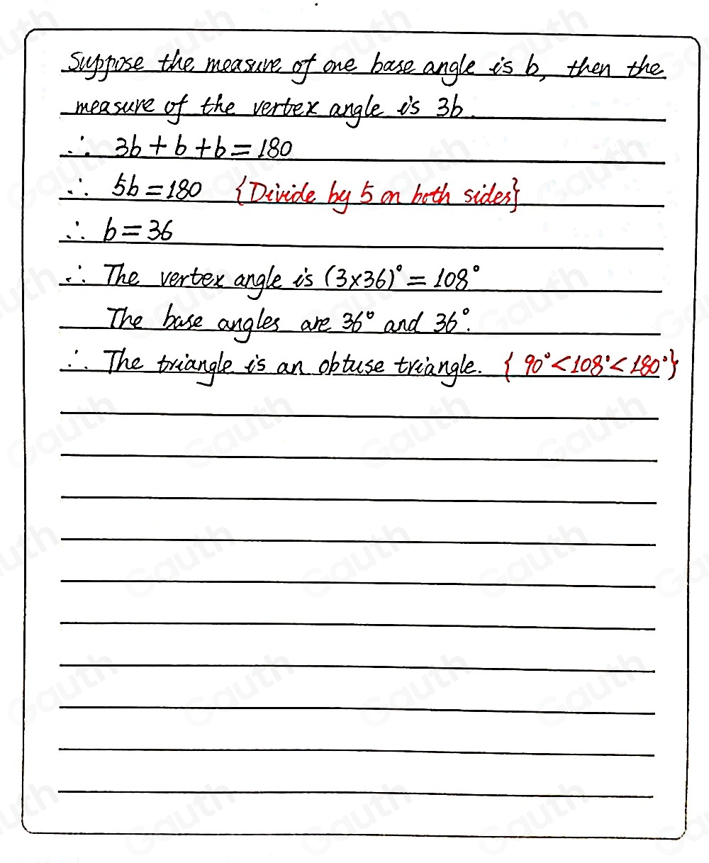 Solved: In isosceles triangle DOG, the measure of the vertex angle is ...