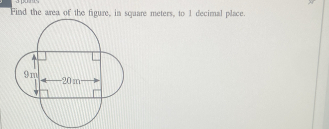 opoints 
Find the area of the figure, in square meters, to 1 decimal place.