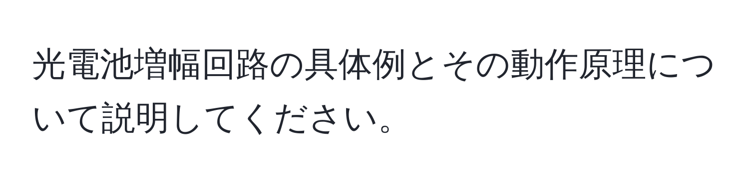 光電池増幅回路の具体例とその動作原理について説明してください。