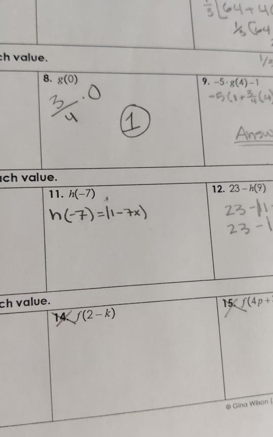 value.
8. g(0) 9. -5· g(4)-1
c
c
n (.