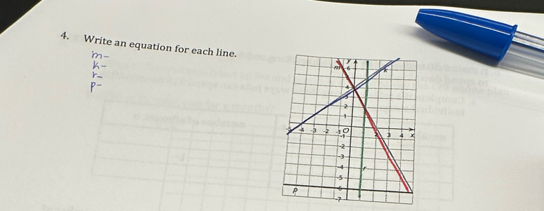 Write an equation for each line.
h