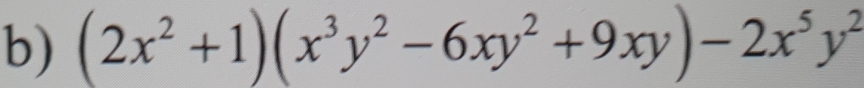 (2x^2+1)(x^3y^2-6xy^2+9xy)-2x^5y^2