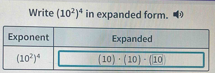 Write (10^2)^4 in expanded form.