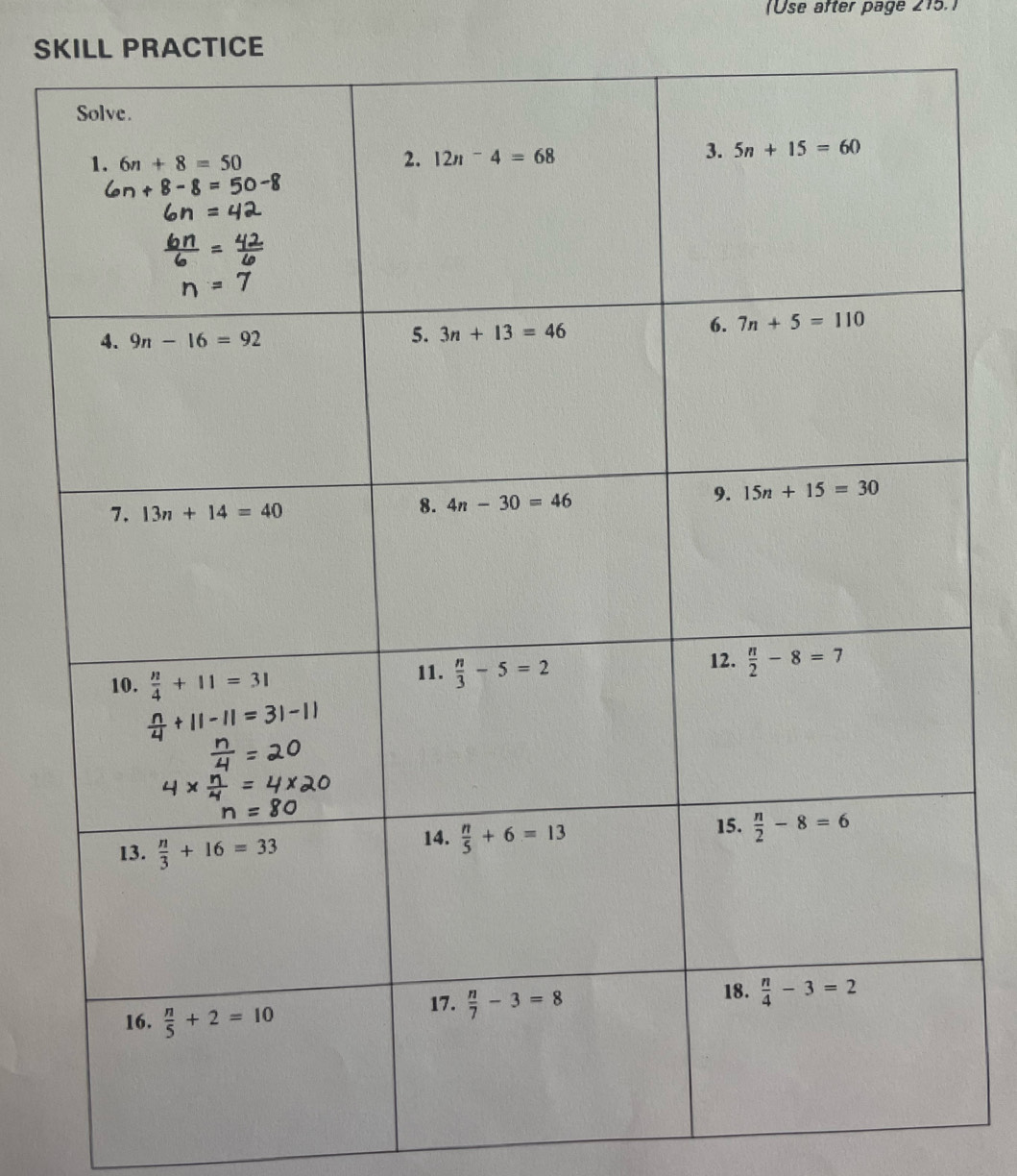 (Use after page 215.)
SKILL PRACTICE