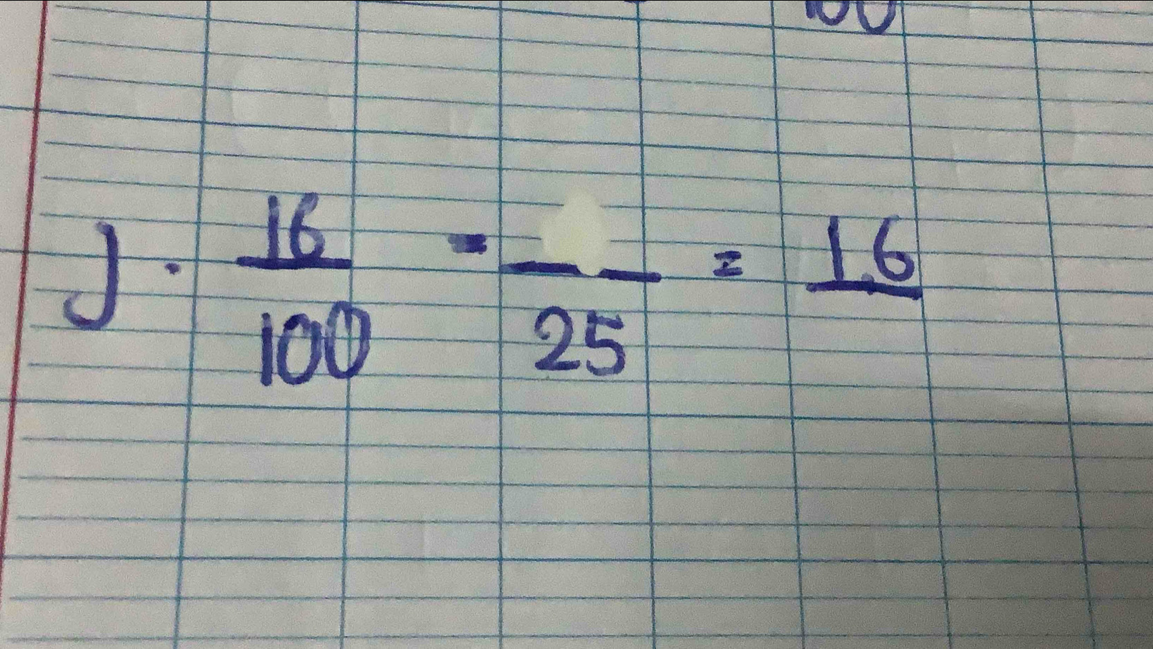  16/100 =frac 25=frac 16