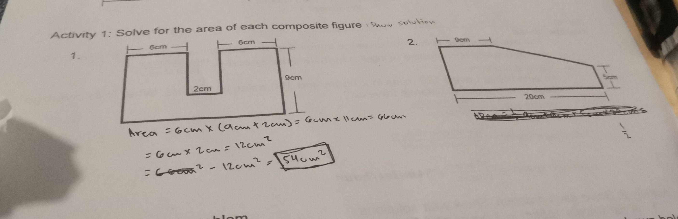 Activity 1: Solve for the area of each composite figure i swow soloow 
2. 
1.