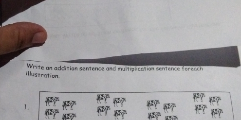 Write an addition sentence and multiplication sentence foreach 
illustration. 
1.