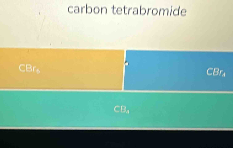 carbon tetrabromide 
CBro 
□ 3M
CB_4