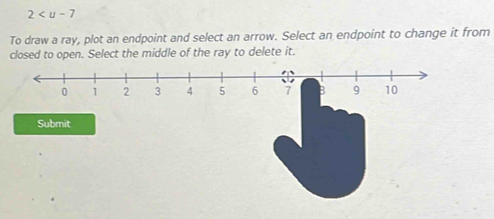 2
To draw a ray, plot an endpoint and select an arrow. Select an endpoint to change it from 
closed to open. Select the middle of the ray to delete it.