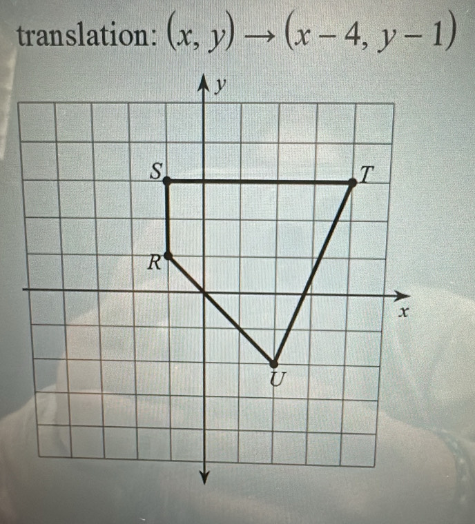 translation: (x,y)to (x-4,y-1)