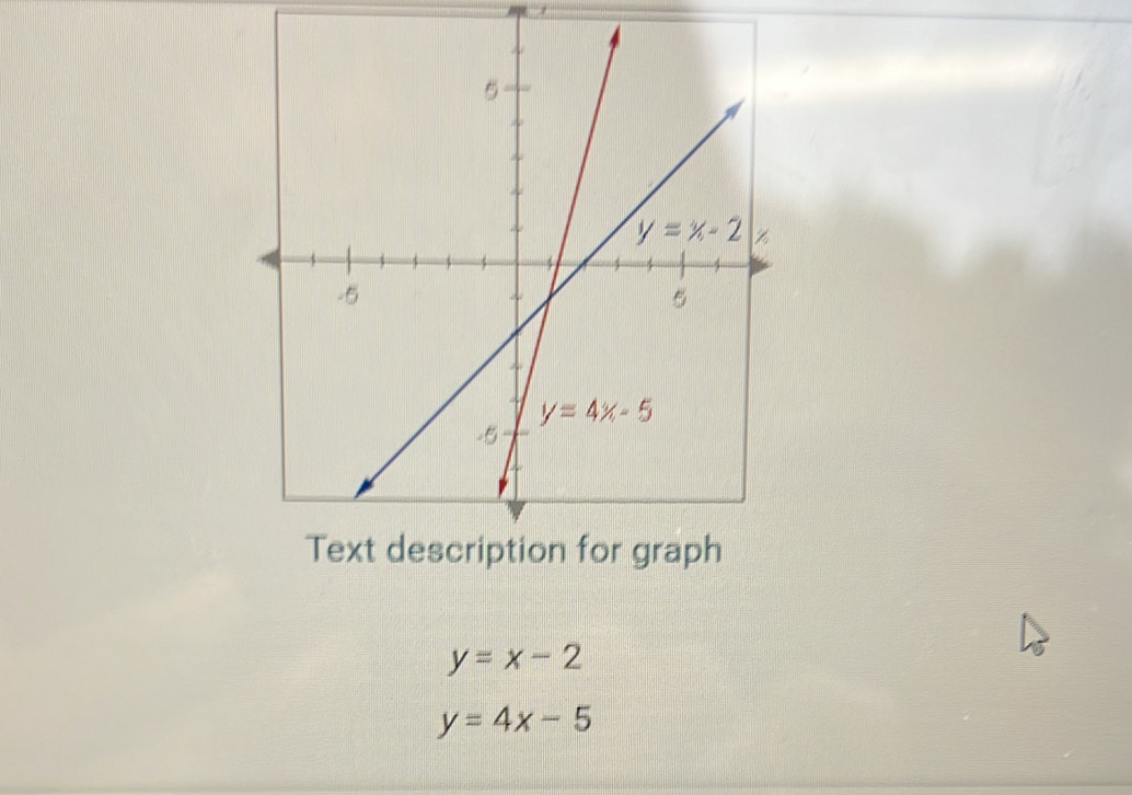 y=x-2
y=4x-5