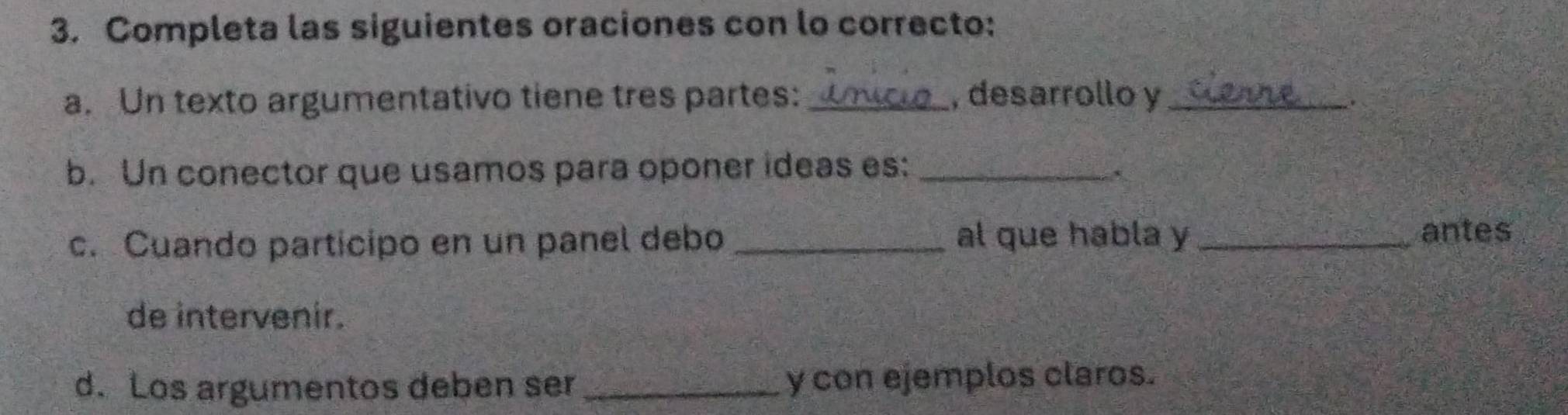 Resuelto:Completa las siguientes oraciones con lo correcto: a. Un texto ...