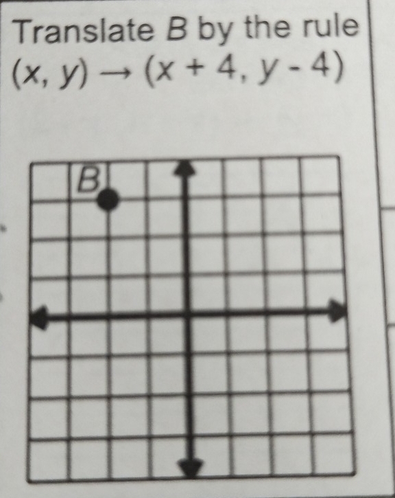 Translate B by the rule
(x,y)to (x+4,y-4)