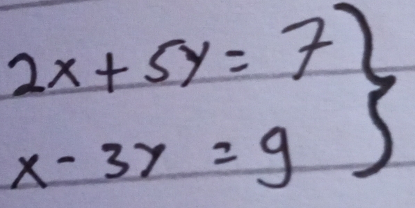 2x+5y=7)
x-3y=95