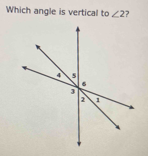 Which angle is vertical to ∠ 2