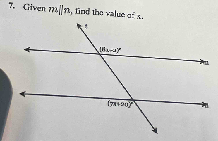 Given m||n , find the value of x.