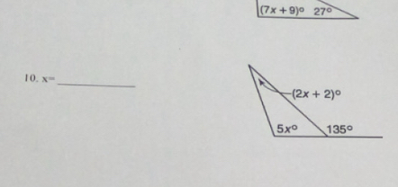 (7x+9)^circ  27°
_
10. x=