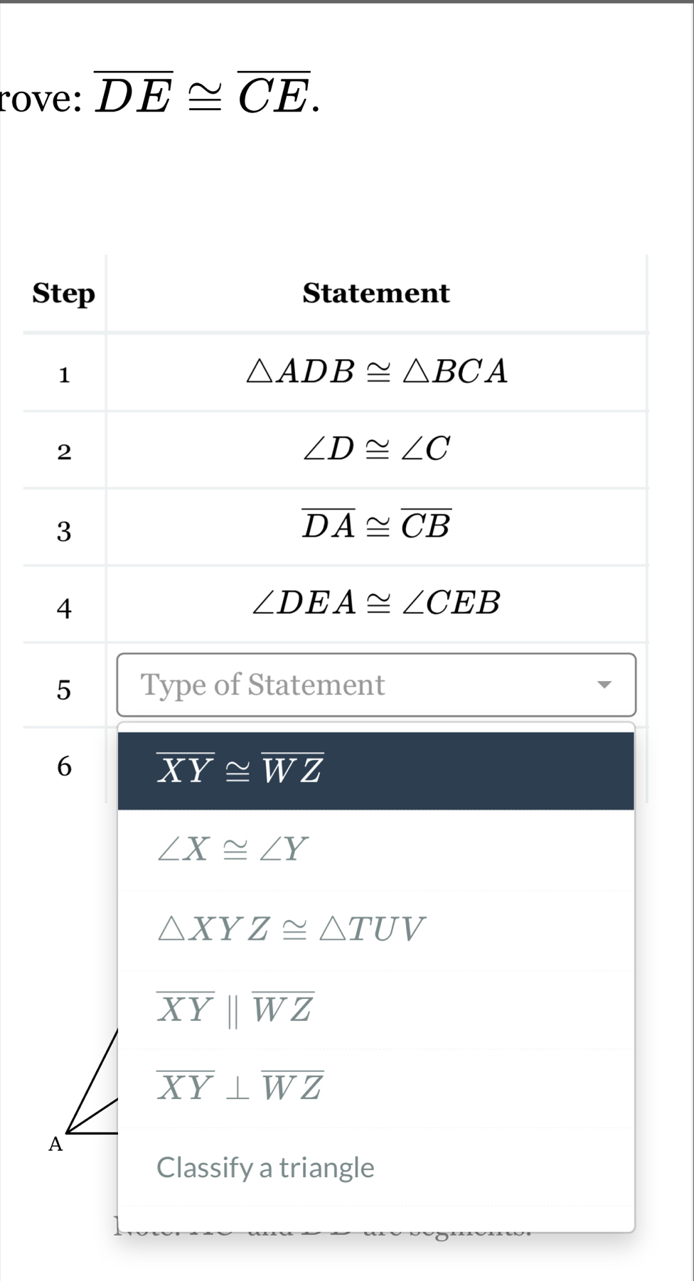 rove: overline DE≌ overline CE.
St
A