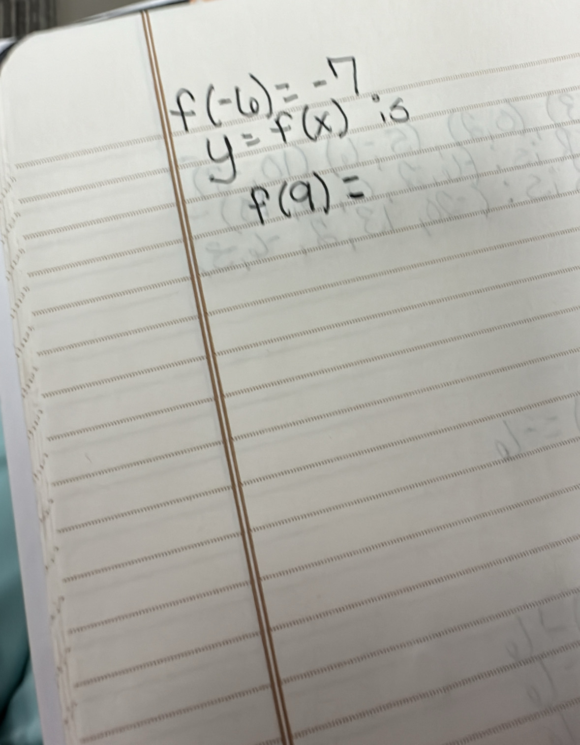 f(-6)=-7
y=f(x):5
f(9)=