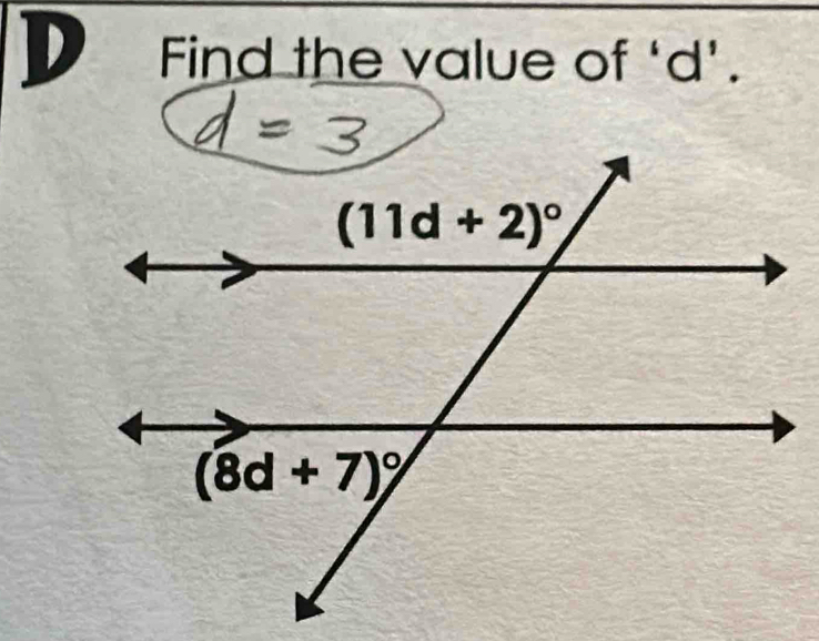 Find the value of ‘d’.