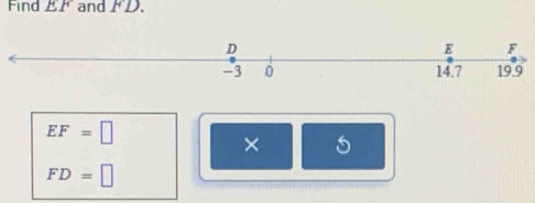 Find EF and FD.
EF=□
× 5
FD=□