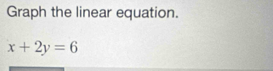 Graph the linear equation.
x+2y=6