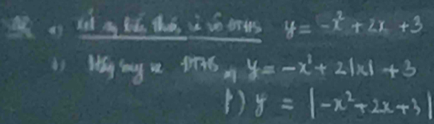 underline ntattatevetris y=-x^2+2x+3
is log _xy=f(x)6_x1y=-x^3+2|x|+3
y=|-x^2+2x+3|