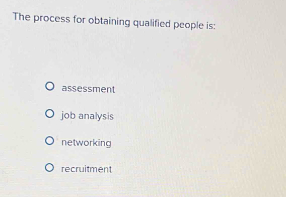 Solved: The process for obtaining qualified people is: assessment job ...