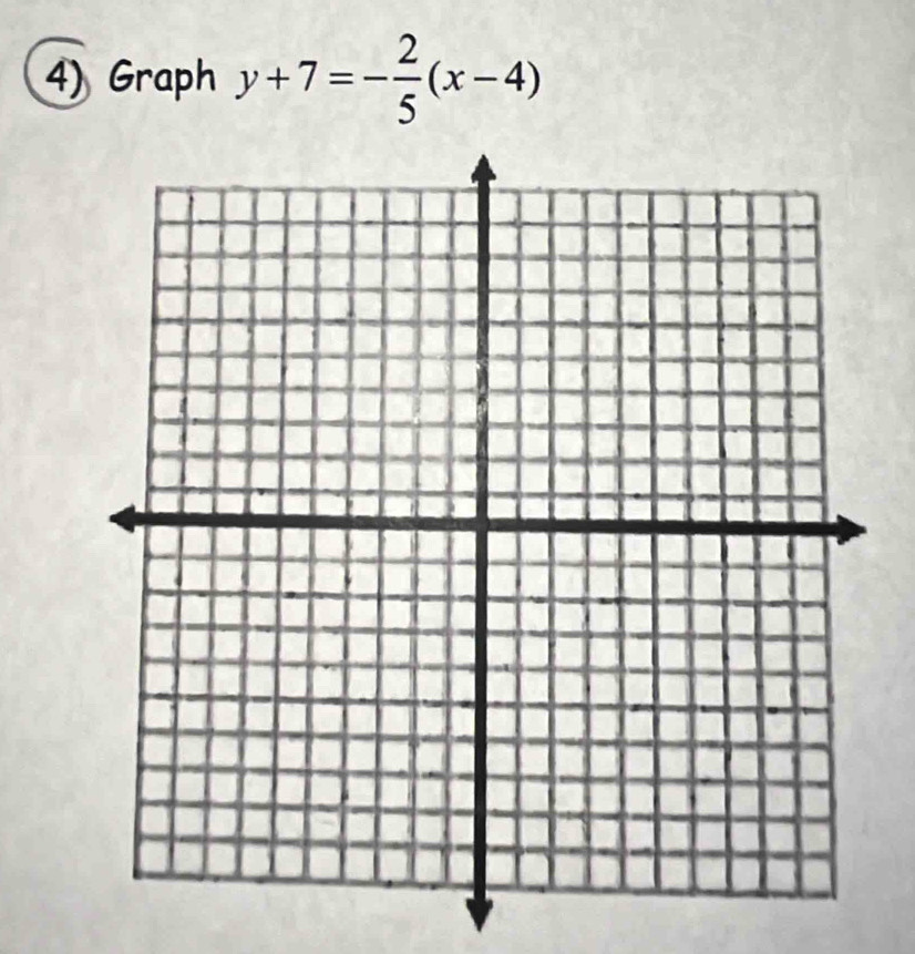 Graph y+7=- 2/5 (x-4)