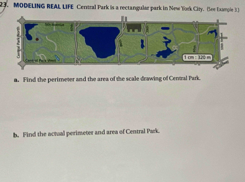 Solved: MODELING REAL LIFE Central Park is a rectangular park in New ...
