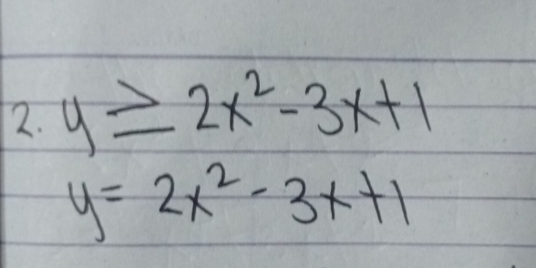 y≥ 2x^2-3x+1
y=2x^2-3x+1