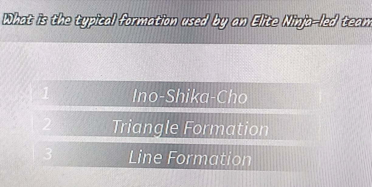 Risolto:What is the typical formation used by an Elite Ninja-led team ...